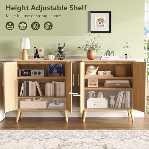 Keehusux 15.7" D Rattan Storage Cabinet with 2 Doors & Adjustable Shelf - Image 4