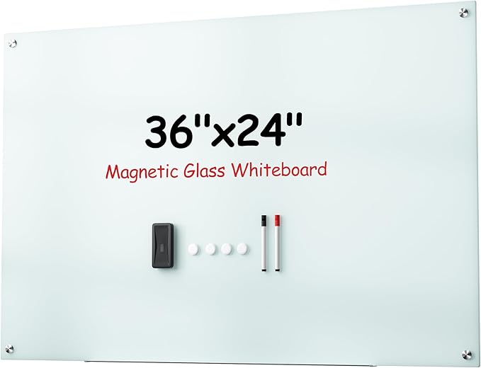 VUSIGN Glass Dry Erase Board for Wall, Large Frameless Mounted White Board Dry by VUSIGN