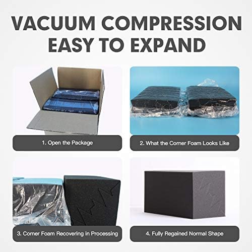 8 Pack - Bass Traps Acoustic Foam Corner, 8''x8''x12'' Black Bass Traps Corner Studio Foam, High Density and Fire-Proof Acoustic Panels Recording Studio Acoustical Treatments - Image 5