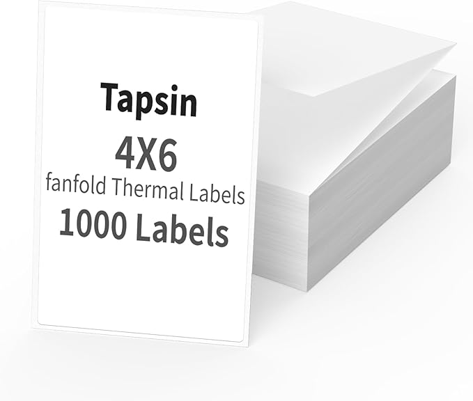 4 x 6 Inches Thermal Labels Fanfold Direct by TAPSIN