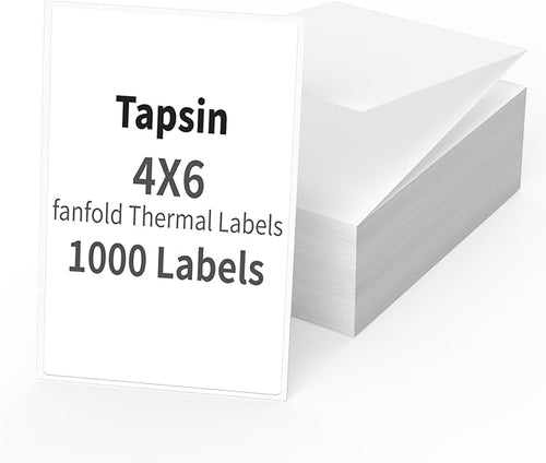 2 Stack Fanfold Direct Thermal Labels 4 x 6 Inches, Shipping Address Label by TAPSIN