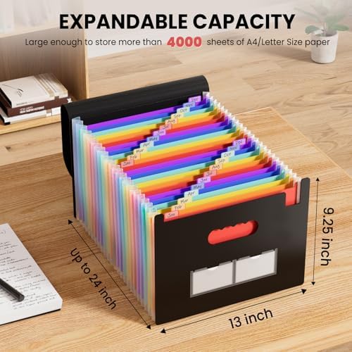 Sooez 24 Pockets Expanding File Folder, Accordion File Organizer, Letter/A4 - Image 2
