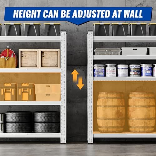 BYNSOE 78.8" W Storage Shelves 7000lbs Garage Metal Shelving Heavy Duty Garage Shelves Adjustable Storage Shelves for Industrial, Factory, (White, 78.8" W X 24" D X 78.8" H) - Image 5
