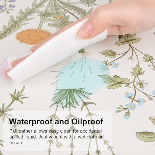 QIYI PU Leather Large Mouse Pad, Waterproof Desk Mat, 31.5" x 15.7", Herbs - Image 3