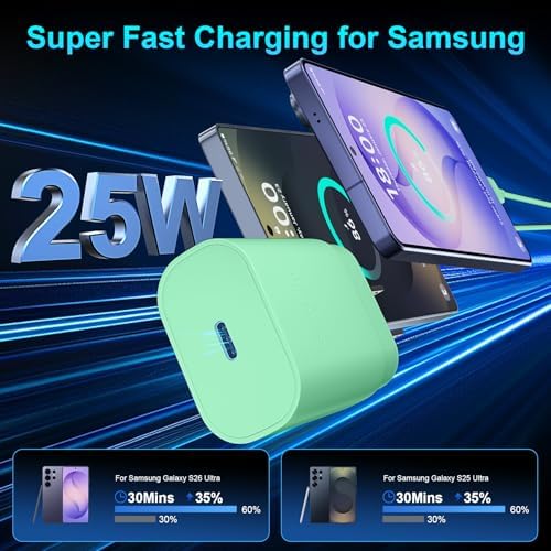Super Fast Charger Type C, 25W USB C Wall Charger Fast Charging 10FT Cable - Image 2