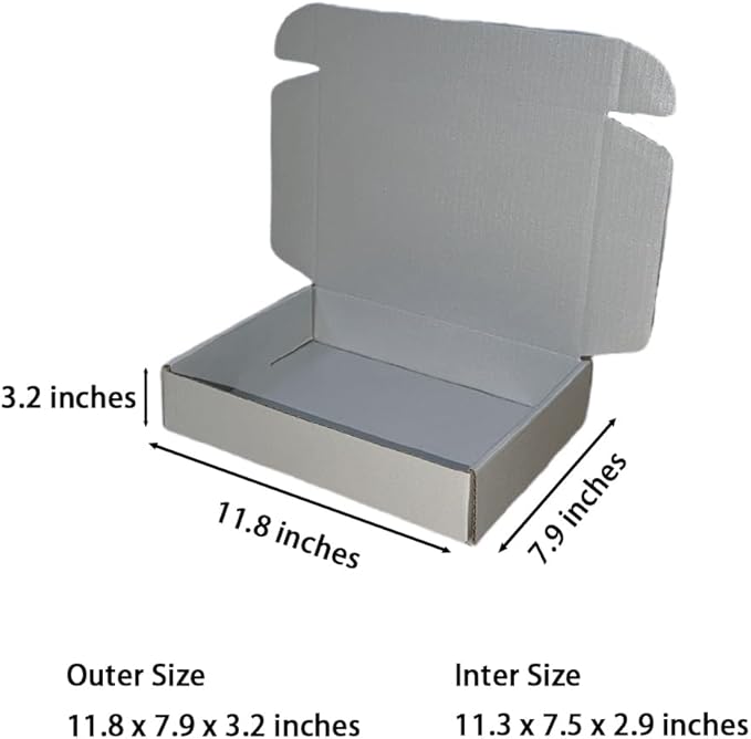 10 Pcs 11.8 x 7.9 x 3.2 inches Corrugated Cardboard Gift Boxes Recyclable - Image 2