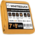 WHITEDUCK 7'x9' Canvas Tarp 18 oz/37 Mil Heavy Duty Water Repellent UV Resistant, Rustproof Grommets, Industrial & Commercial Use Cloth Tarp (Finished Size: 6'6" x8'6", Tan) by WHITEDUCK