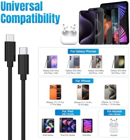 4-Pack 6ft 60W USB C to C Fast Charging Cable for Samsung Galaxy S26, S25 - Image 2