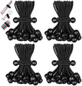 100 Pack Tarp Bungee Cords with Balls, 6 Inch Ball Bungee Cords Elastic Tarp Tie Downs Straps Heavy Duty Outdoor Canopy Tent Tie Downs for Camping, Travel, Luggage, Tent Poles with UV Resistant, Black by Unknown