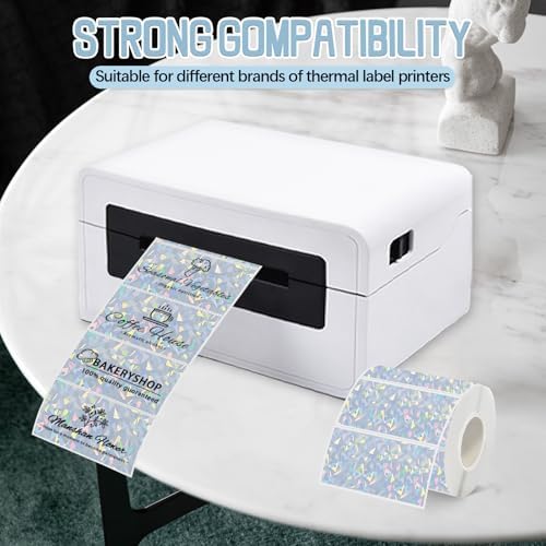 2''x1'' Holographic Direct Thermal Barcode Labels,Self-Adhesive Thermal Printer Stickers for Address Design DIY Logo Business（Glass） - Image 4