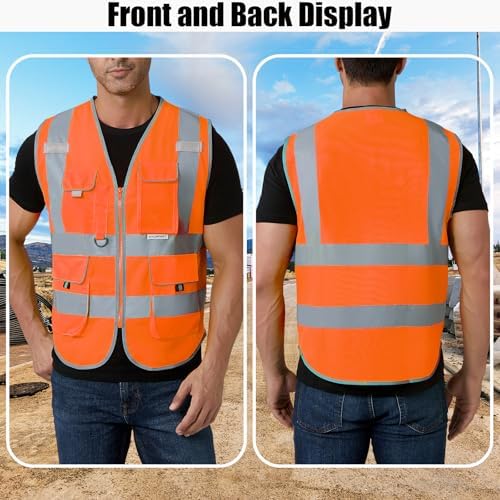 HYCOPROT High Visibility Safety Vest Hi Vis Reflective Construction Vests with Pockets for Men Women,Meets ANSI/ISEA Standard - Image 5