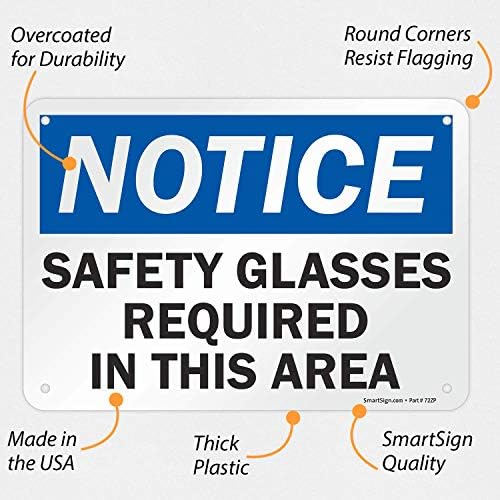 SmartSign - U9-1559-NP_7x10 "Notice - Safety Glasses Required In This Area" Sign | 7" x 10" Plastic Black/Blue on White - Image 2