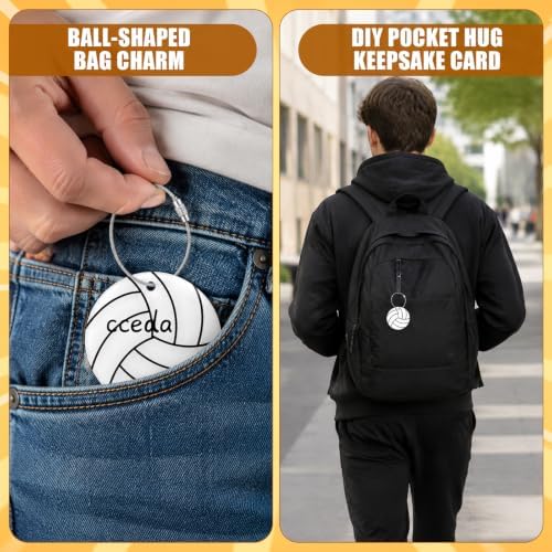 19 Pcs Volleyball Luggage Tags, Volleyball Party Favors Suitcase Labels with Pen, Metal Ring Name ID Card and DIY Pocket for Sports Team Travel Baggage Identifiers for Men Women - Image 6