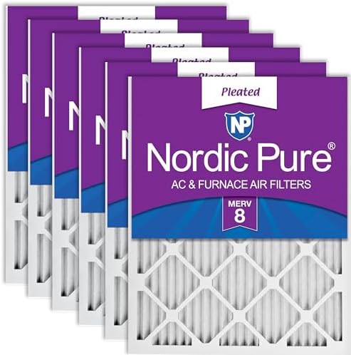 Nordic Pure 18x20x1 (17 1/2 x 19 1/2 x 3/4) Pleated MERV 8 Air Filters 6 Pack by NordicPure
