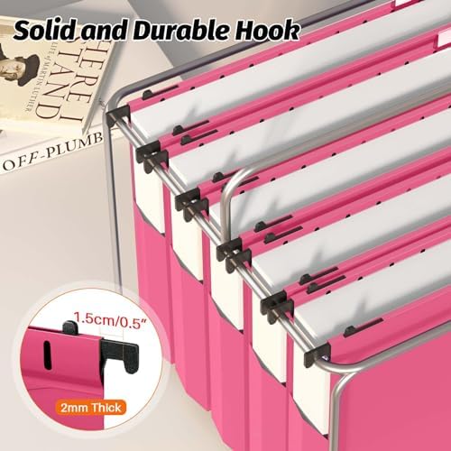 SHUTEX Extra Capacity Plastic Hanging File Folders, 12 Pack, Letter, Pink - Image 5