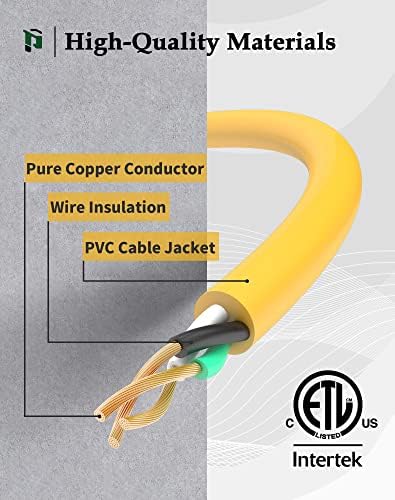 100Ft 12 Gauge Extension Cord with 3-Outlets | Heavy Duty Outdoor Extension Cord with Lighted end, 15A 1875W SJTW, ETL Listed - Great for Garage, Garden and Home, Yellow - Image 3