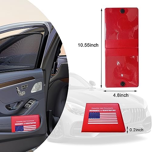 Ziciner Car Registration Insurance Holder, 2Pack Essential Auto Card Document Glove Box Organizer with Velcro Closure, Universal Car Accessories Perfect for Men & Women (Red/Blue Flag) - Image 2