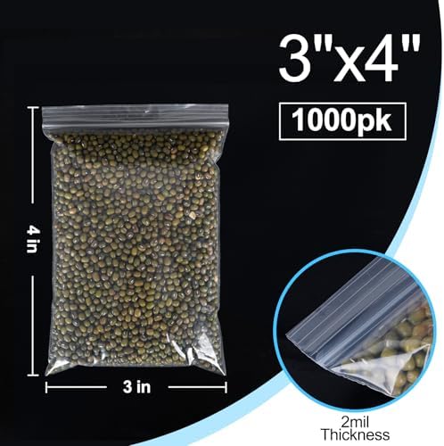 1000Pcs Plastic Bags, 3"x4"Jewelry Bags, Resealable Small Zip Bag, Zip Bag for Small Business, Storage, Candy - Image 2