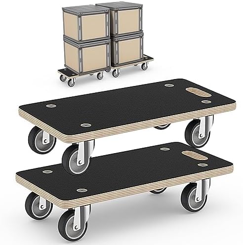Wood Platform Dolly 4 Wheels Heavy Duty Furniture Mover Dolly 550 Lbs Capacity (2 Packs) Christmas Edition Color Family Trolley Specification by DrTakepeak