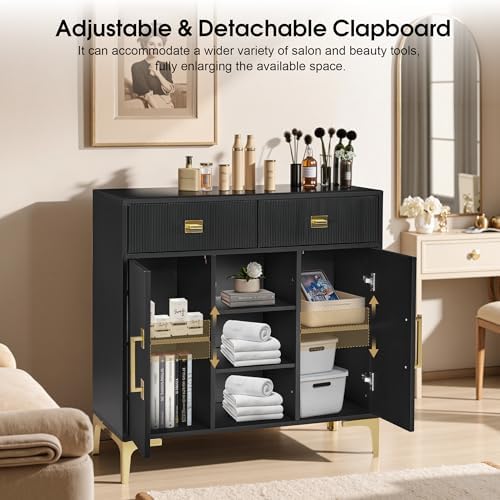 BarberPub Salon Station for Storage, Beauty Salon Cabinet 3161 (Black) - Image 6