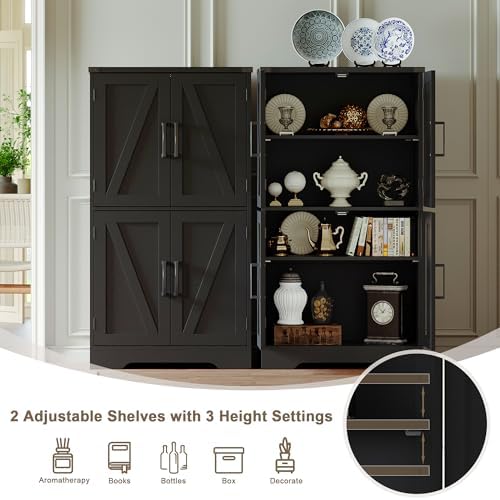Treocho Farmhouse Bathroom Floor Cabinet with Adjustable Shelves - Image 5