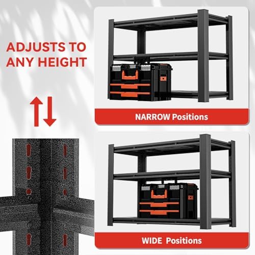 5-Tier Heavy Duty Garage Shelving, 5,000 lbs Capacity Adjustable Plastic Storage Shelving Unit for Garage, Basement & Warehouse, Boltless Steel Frame,35" W x 15.7" D x 72" H - Image 7