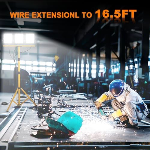 30000Lumen LED Work Lights with Stand, 3 Head Tripod Work Light 16.5FT Power Cord IP65 Waterproof, Portable Telescoping Flood Light for Construction Site Garage Workshop Indoor Outdoor Lighting - Image 6