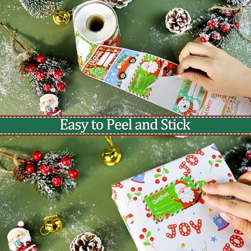 500 PCS Christmas Gift Tags,Christmas Name Tags Stickers Roll, Self-Adhesive Christmas Labels for Presents, Gift Bags, Boxes, Xmas Holiday Wrapping Paper Christmas Decorations - Image 5