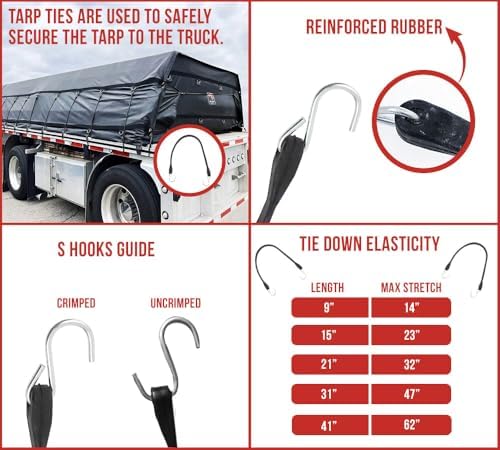 Mytee Products 21" EPDM Tarp Bungee Straps Crimped Hooks -50 Pack - Image 5
