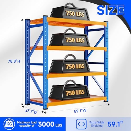 Heavy‑Duty Metal Garage Shelving Unit, 3000 LBS Total Load Capacity - Image 3