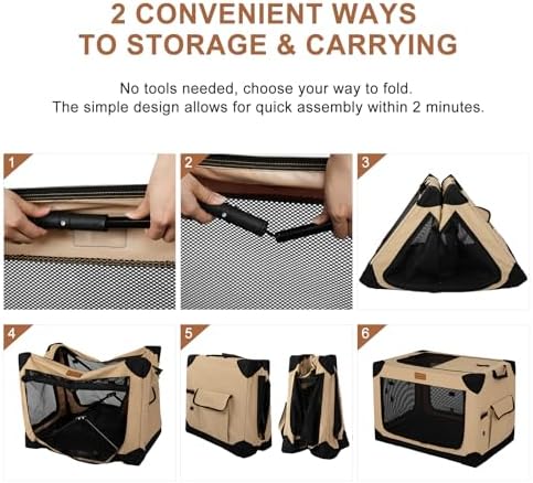 Garnpet Soft Dog Crate for Medium Dogs, 4-Door Foldable Collapsible Dog Crate with Soft Sides, Indoor & Outdoor Travel Dog Kennel - Image 4