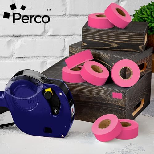 Perco 1 Line Fluorescent Pink Labels - 8,000 Blank Price and Date Gun Labels for Perco Lite, X, Plus and Pro 1 Line Price and Date Guns - 8 Rolls, 1 Sleeve - Made in USA - Image 5
