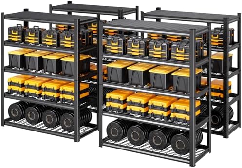4-Pack Storage Shelves,Adjustable Shelving Unit,5T Metal Garage Shelving ,Heavy Duty Garage Storage Shelves, Quick-Install Wire Shelving Unit Utility Rack Shelf for Warehouse, 78’H*45.6''W*19.7’D by KORVENA
