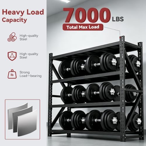 SAWJEC 7000LBS Heavy Duty Garage Shelving, 79" W Metal Storage Shelves - Image 4