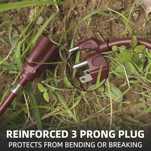 YOJOE Indoor Outdoor Extension Cord, 3 Prong 13A Weatherproof Power Cord, 16 Gauge Heavy Duty 30 ft Brown Extension Cord for Garage, Garden and Home, 16/3 SJTW UL Certified - Image 7