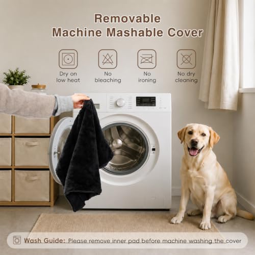NUPIDA Waterproof Large Dog Bed for Crate with Washable Cover, 35x22, Black - Image 7