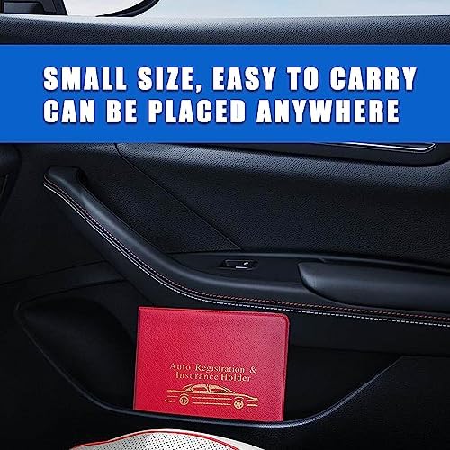 Ziciner Car Registration Insurance Holder, 2Pack Essential Auto PVC Card Document Glove Box Organizer with Velcro Closure, Universal Car Accessories for Men & Women (S-Gold/Red) - Image 6