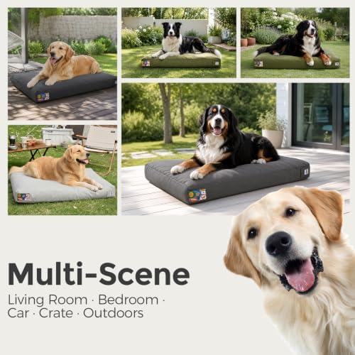 Sytopia 42 Inch Indestructible Dog Bed for Extra Large Dogs, Durable Canvas Chew Proof Dog Bed with Waterproof Machine Washable Removable Cover, Indoor Outdoor Patio Pet Pad for Crate, Green - Image 6