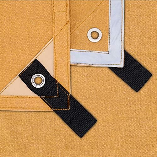 WHITEDUCK Canvas Tarp 18 oz. Heavy Duty Water Repellent UV Resistant, Rustproof Grommets, Industrial & Commercial Use Cloth Tarp (Cut Size: 8'x14', Finished Size: 7'6"x13'6", Tan) - Image 5
