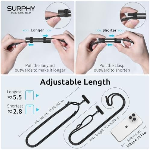 SURPHY Phone Lanyard Crossbody, Phone Strap Crossbody with 2 Tether Tabs - Image 6