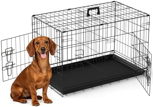 FDW | 30" Foldable Metal Dog Crate | Black | Cage for Medium Dogs by FDW