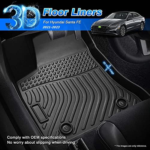 Cartist Custom Fit for Floor Mats Hyundai Santa Fe 2021 2022 2023 (Non-Hybrid) 1st & 2nd Row All Weather Floor Liner Carpet Protection TPE Odorless - Image 2
