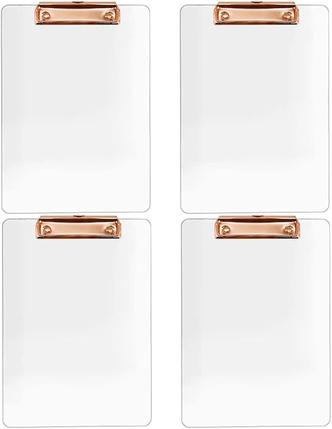 JIARI 4 Pack Clear Acrylic Office Clipboard A4 Letter Size 8.6" x 12.2" by JIARI