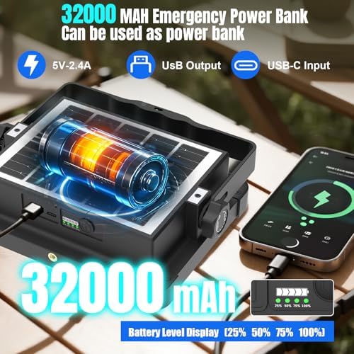 400W Solar LED Work Light 32000LM Portable Rechargeable Magnetic Work Light - Image 4