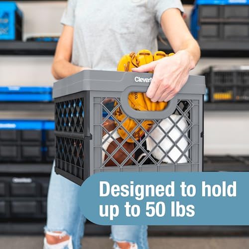 CleverMade Collapsible Milk Crates For Storage, 25L 3 Pack, 50 lb, Obsidian - Image 3