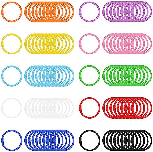 Small Binder Rings 1 inch, Book Rings 100pc, Flash Card Rings Index Card Ring Loose Leaf Binder Rings Multi-Color Ring Clips Metal Rings for Index Cards Rings for Paper (10 Colors) by SWZHAI