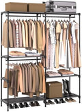 CASAMAYA Clothes Rack, Portable Closet, 54.3 Inch Large Capacity Wardrobe Closet, Clothes Storage Organizer with Shelves and 3 Hanging Rods, Easy to Assembly, Black PCT022B01 by Unknown