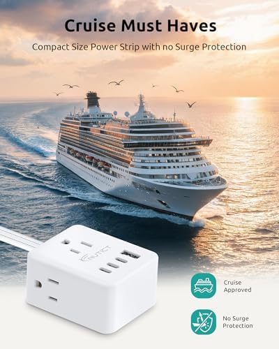 NUTICT 360° Rotating Flat Plug Power Strip with 3AC Outlets and 4 USB Ports - Image 4