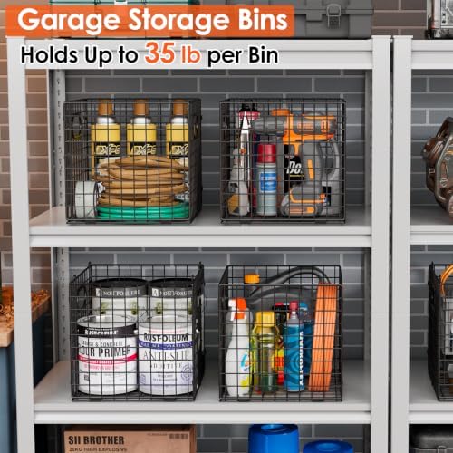 4-Pack Metal Milk Crate for Storage,32QT Stackable Collapsible Storage Bins - Image 4