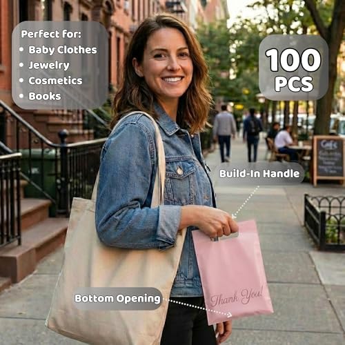 Donyson Pink Poly Mailers, 6x9, 100 Pack, Shipping Bags for Clothing - Image 2